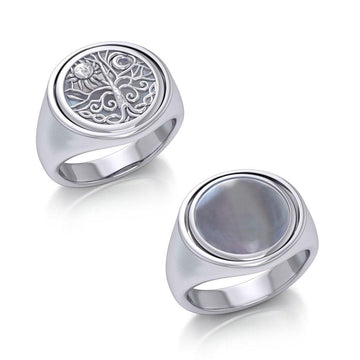 Reversible Earth Cycle Silver Flip Ring TRI153 - Jewelry